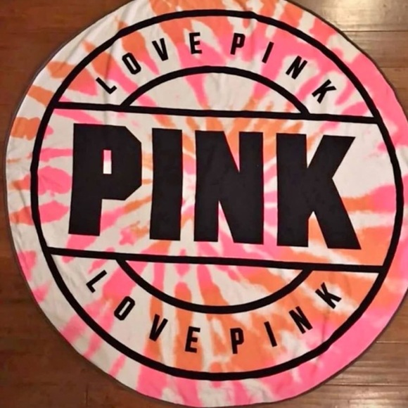 PINK Victoria's Secret Other - VS Pink 55 inch round beach towel. Pink and white.